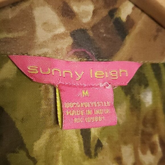 Sunny Leigh Womens Sheer Tan Brown Animal Print Tunic Blouse Medium - Picture 7 of 8